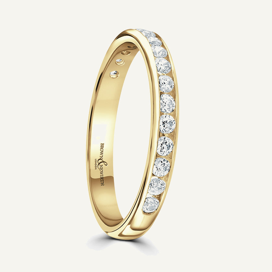 Round Brilliant Cut, Channel, Courted Diamond Eternity Ring