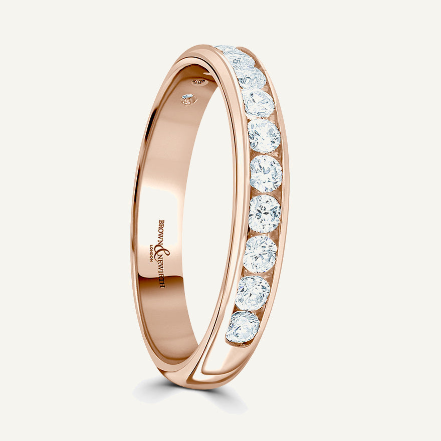 Round Brilliant Cut, Channel, Courted Diamond Eternity Ring