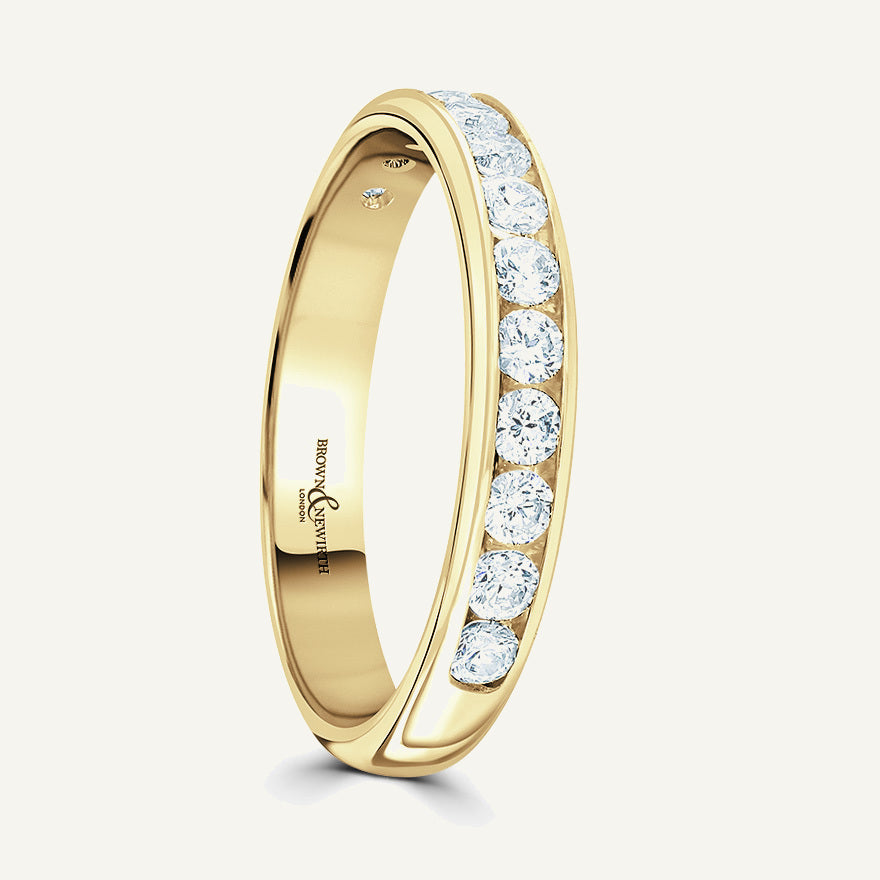 Round Brilliant Cut, Channel, Courted Diamond Eternity Ring