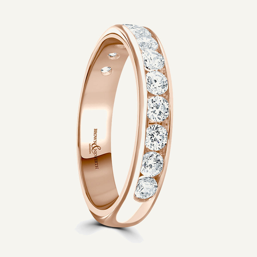 Round Brilliant Cut, Channel, Courted Diamond Eternity Ring