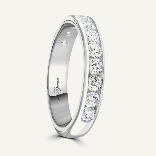 Round Brilliant Cut, Channel, Courted Diamond Eternity Ring