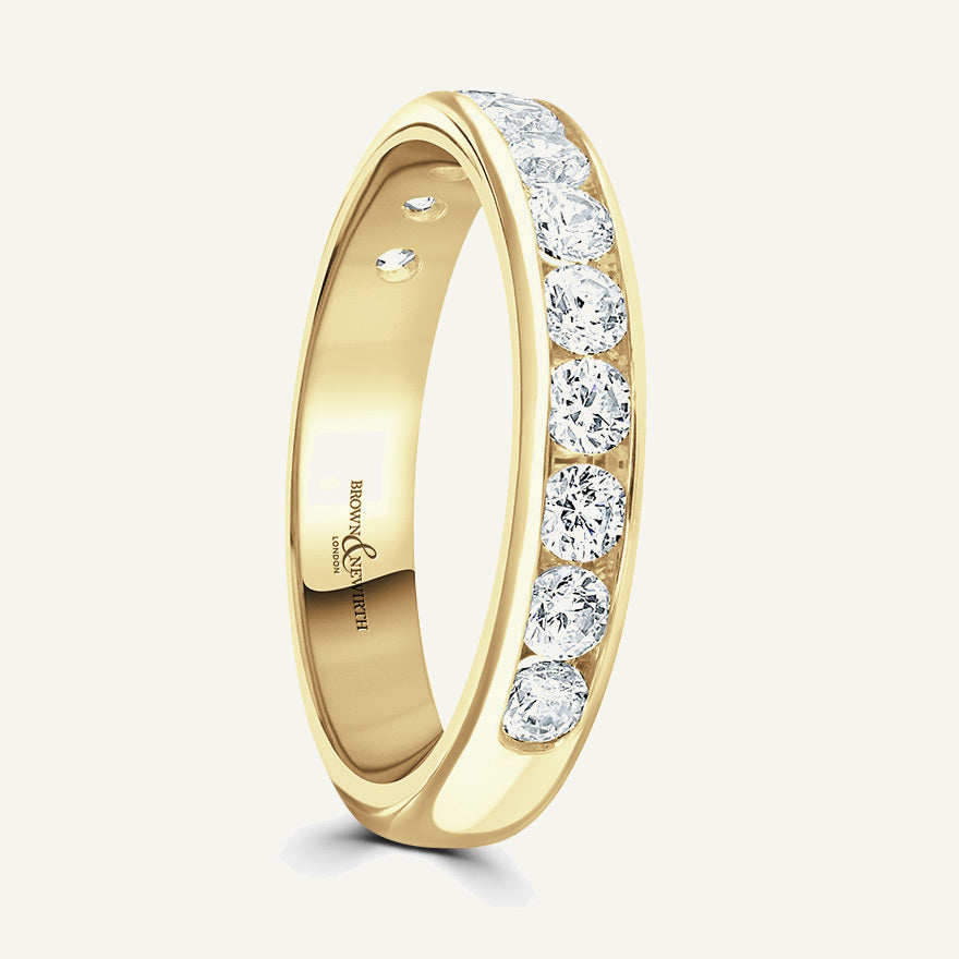 Round Brilliant Cut, Channel, Courted Diamond Eternity Ring