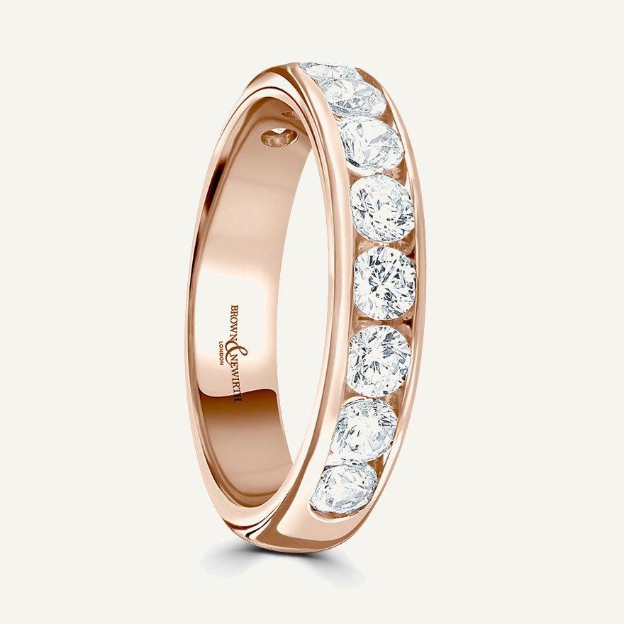 Round Brilliant Cut, Channel, Courted Diamond Eternity Ring