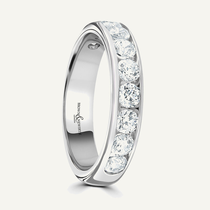 Round Brilliant Cut, Channel, Courted Diamond Eternity Ring