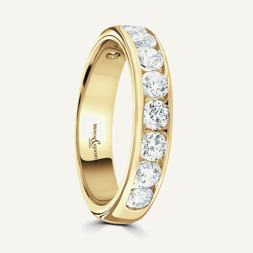 Round Brilliant Cut, Channel, Courted Diamond Eternity Ring