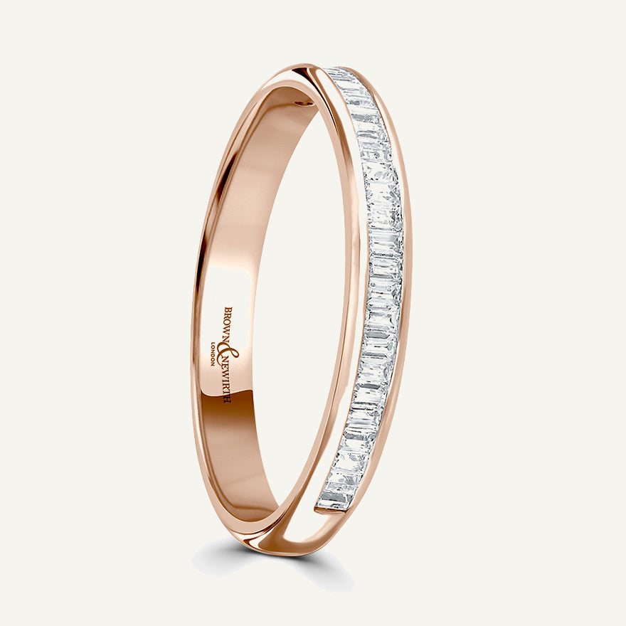 Baguette Cut, Channel, Courted Diamond Eternity Ring