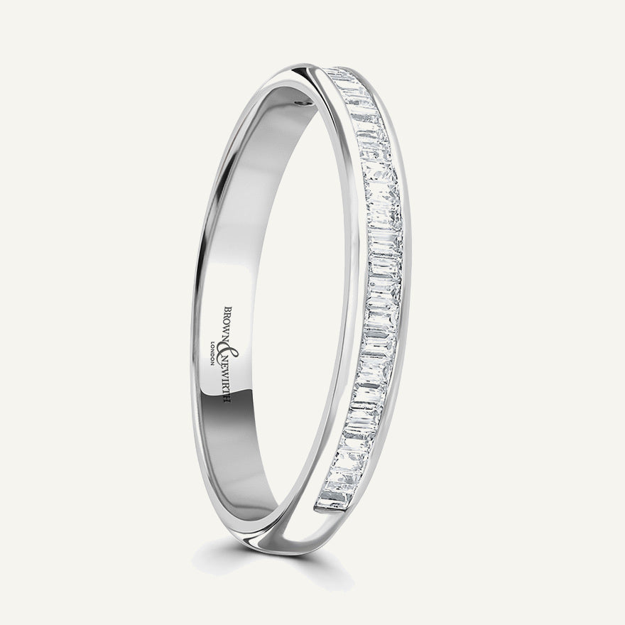 Baguette Cut, Channel, Courted Diamond Eternity Ring