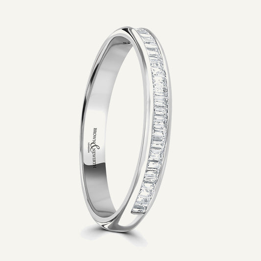 Baguette Cut, Channel, Courted Diamond Eternity Ring