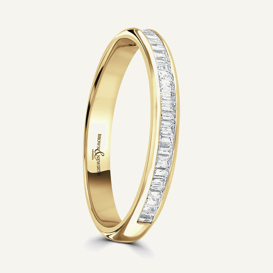 Baguette Cut, Channel, Courted Diamond Eternity Ring
