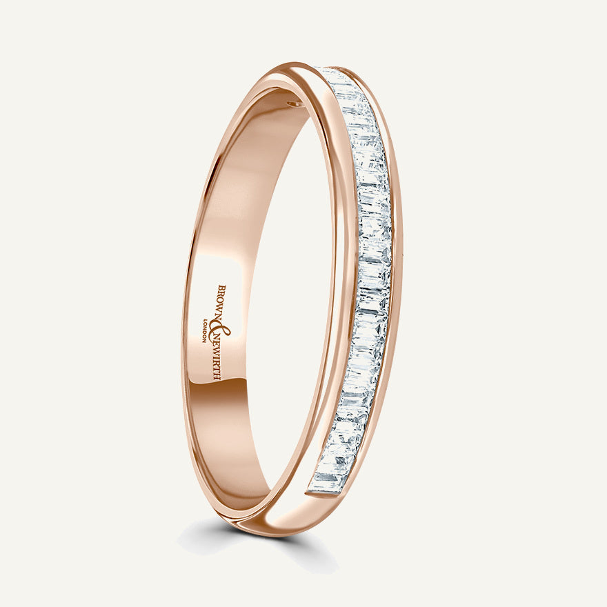 Baguette Cut, Channel, Courted Diamond Eternity Ring