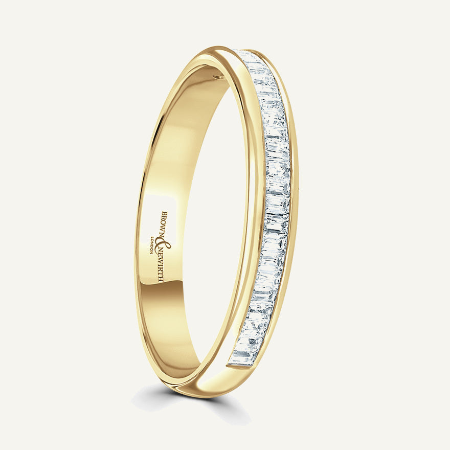 Baguette Cut, Channel, Courted Diamond Eternity Ring