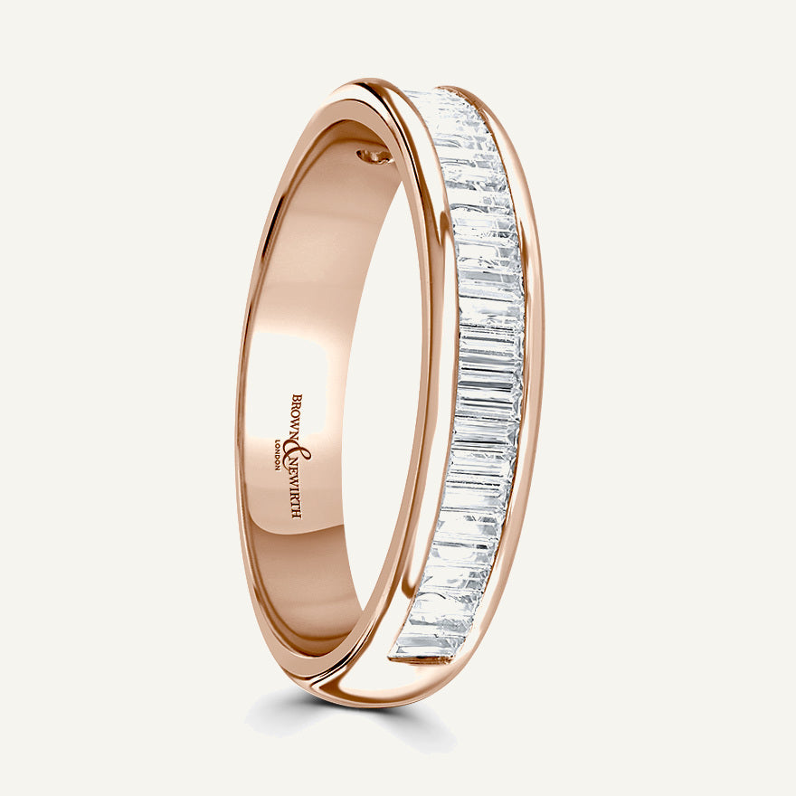 Baguette Cut, Channel, Courted Diamond Eternity Ring