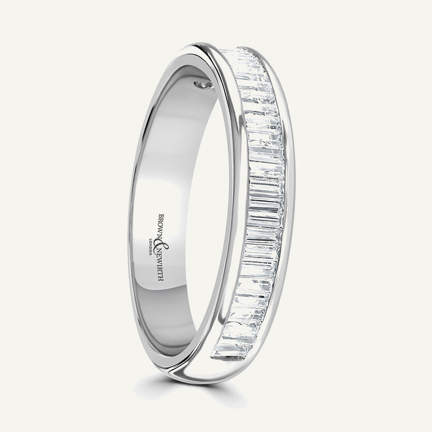 Baguette Cut, Channel, Courted Diamond Eternity Ring