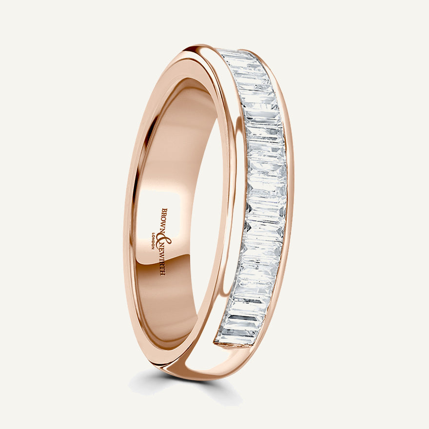 Baguette Cut, Channel, Courted Diamond Eternity Ring