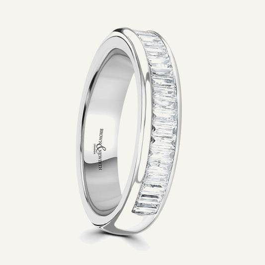 Baguette Cut, Channel, Courted Diamond Eternity Ring