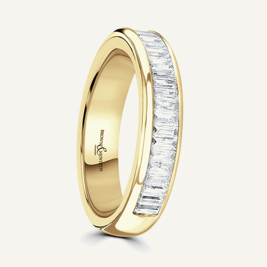 Baguette Cut, Channel, Courted Diamond Eternity Ring