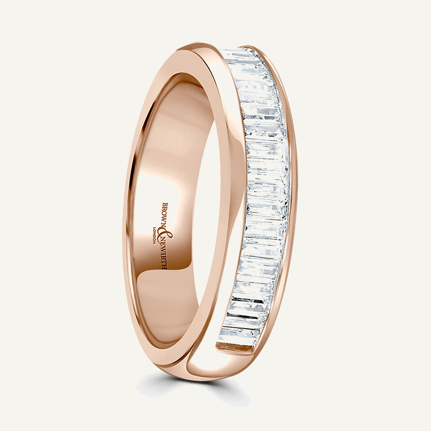 Baguette Cut, Channel, Courted Diamond Eternity Ring