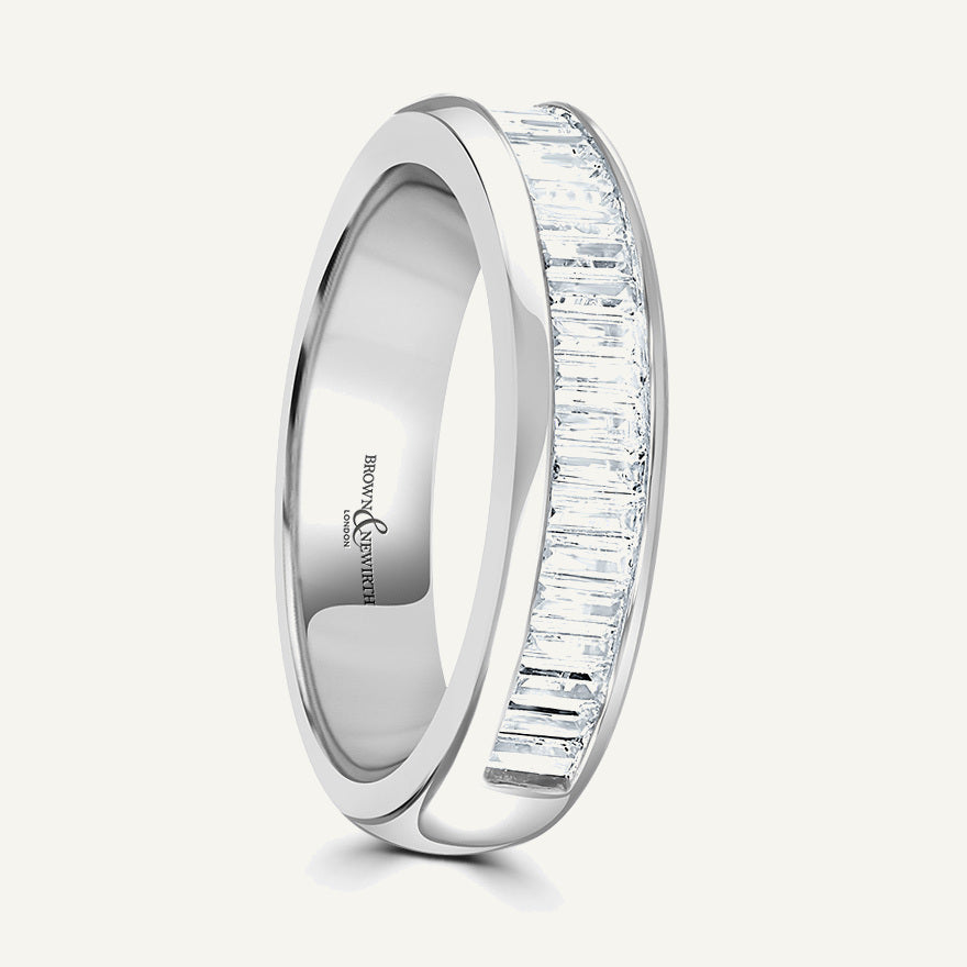 Baguette Cut, Channel, Courted Diamond Eternity Ring