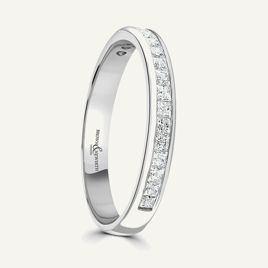 Princess Cut, Channel, Courted Diamond Eternity Ring