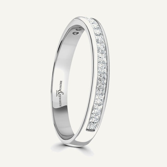 Princess Cut, Channel, Courted Diamond Eternity Ring