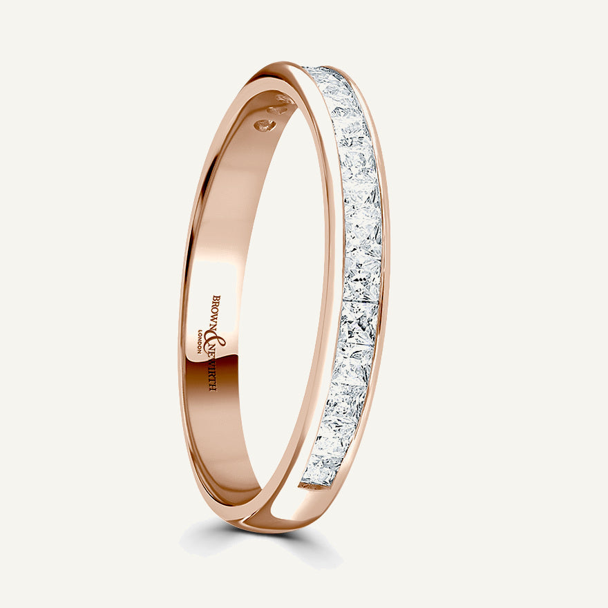 Princess Cut, Channel, Courted Diamond Eternity Ring