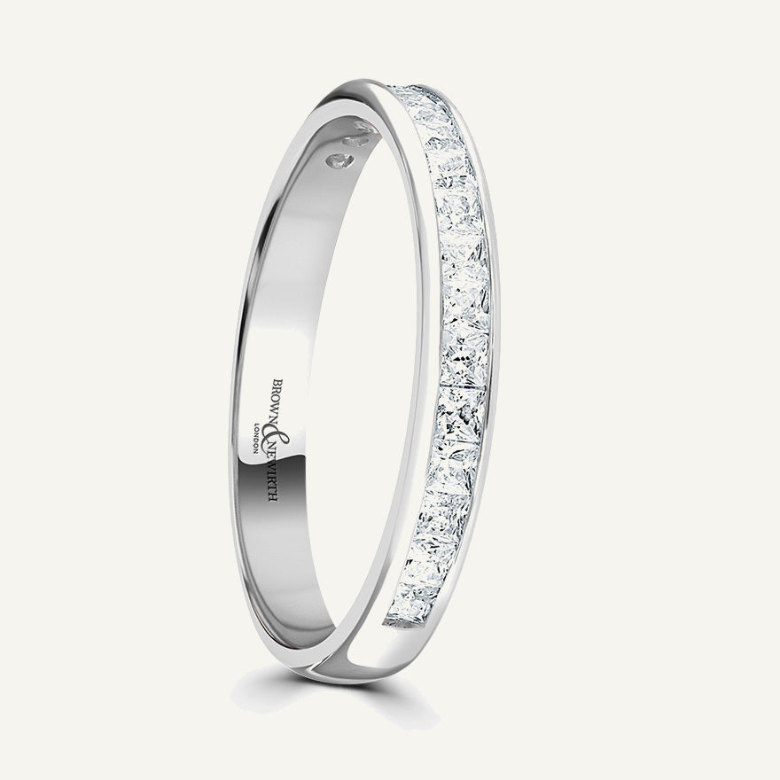 Princess Cut, Channel, Courted Diamond Eternity Ring