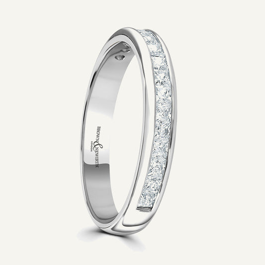 Princess Cut, Channel, Courted Diamond Eternity Ring