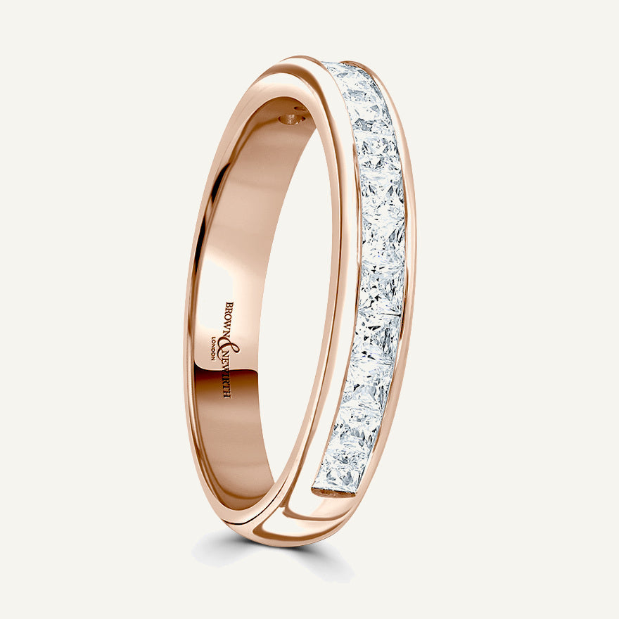 Princess Cut, Channel, Courted Diamond Eternity Ring