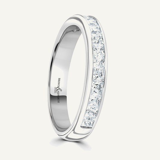 Princess Cut, Channel, Courted Diamond Eternity Ring