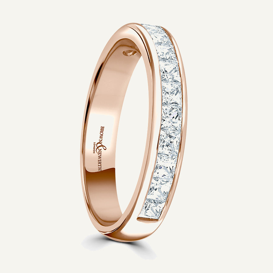 Princess Cut, Channel, Courted Diamond Eternity Ring