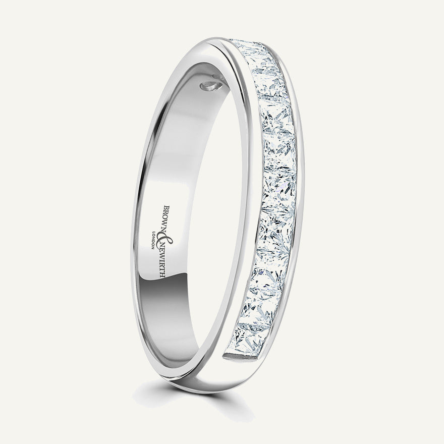 Princess Cut, Channel, Courted Diamond Eternity Ring