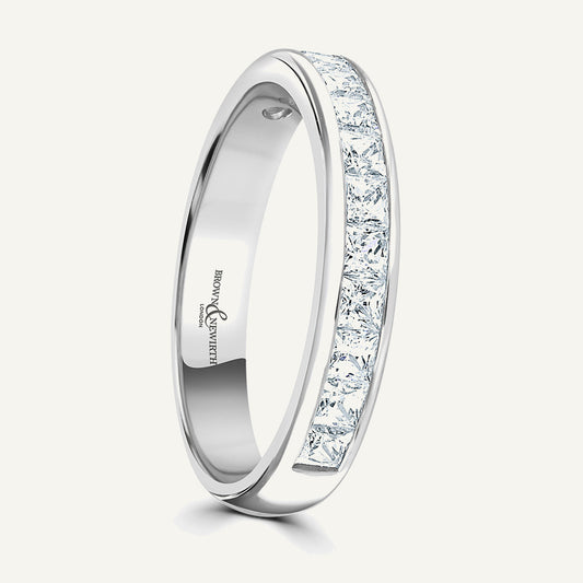 Princess Cut, Channel, Courted Diamond Eternity Ring