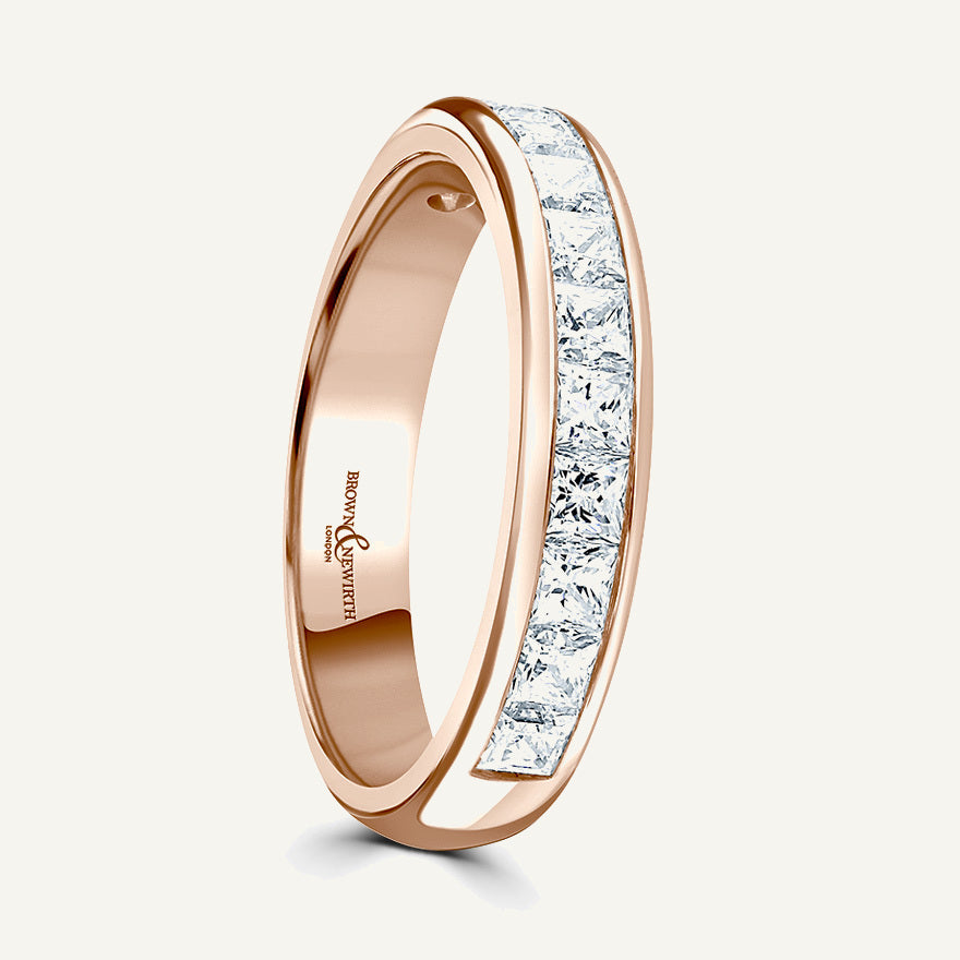 Princess Cut, Channel, Courted Diamond Eternity Ring