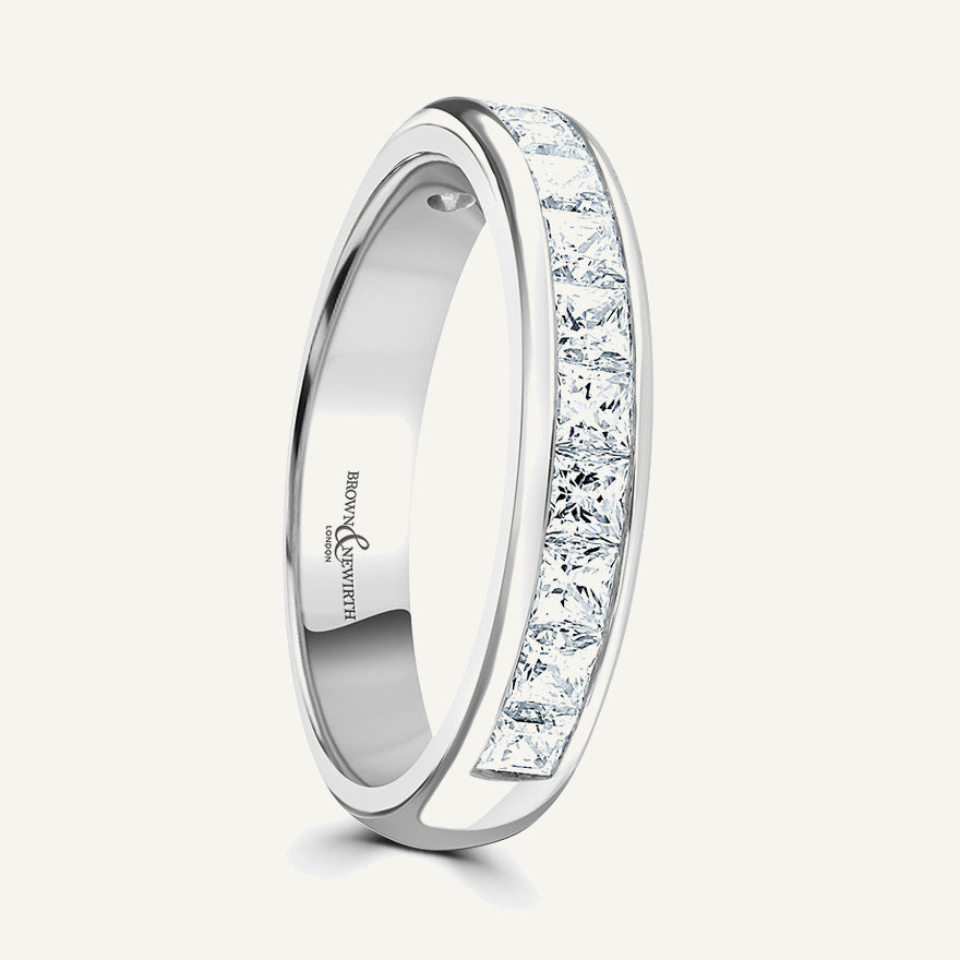 Princess Cut, Channel, Courted Diamond Eternity Ring