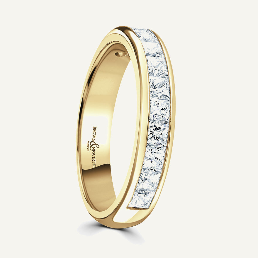 Princess Cut, Channel, Courted Diamond Eternity Ring