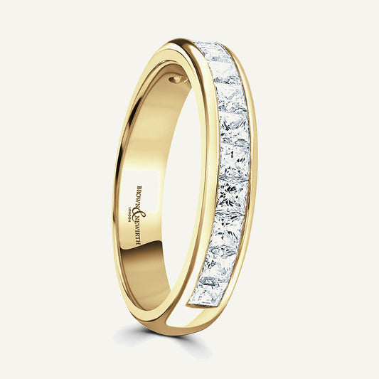 Princess Cut, Channel, Courted Diamond Eternity Ring
