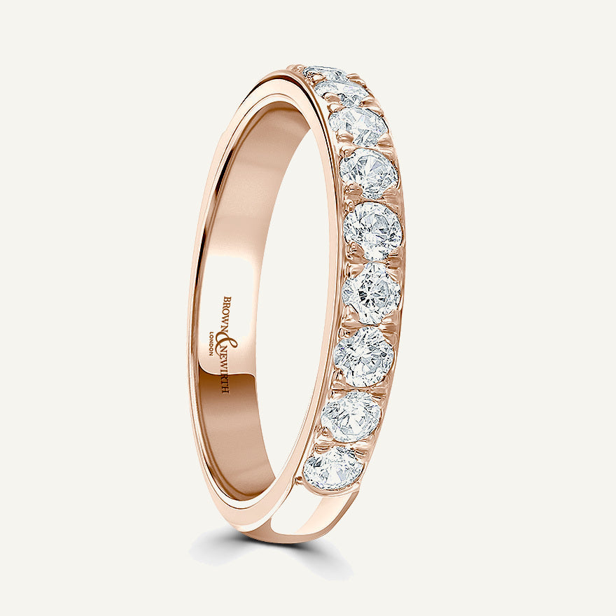 Round Brilliant Cut, Pave, Courted Diamond Eternity Ring