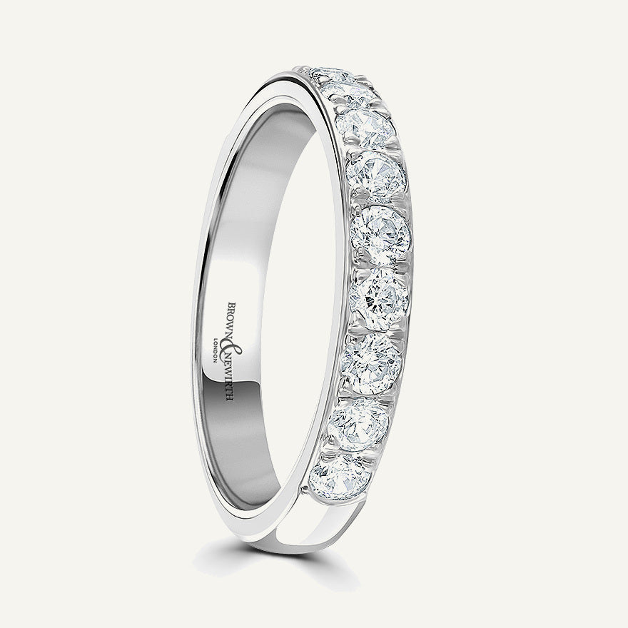 Round Brilliant Cut, Pave, Courted Diamond Eternity Ring