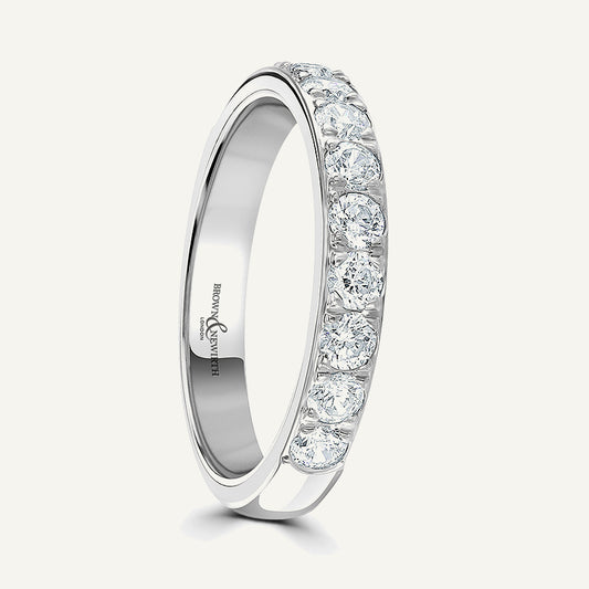 Round Brilliant Cut, Pave, Courted Diamond Eternity Ring