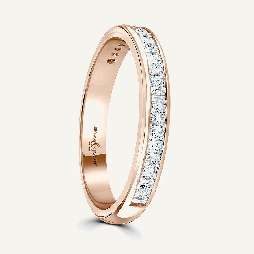 Princess & Baguette Cut, Channel, Courted Diamond Eternity Ring