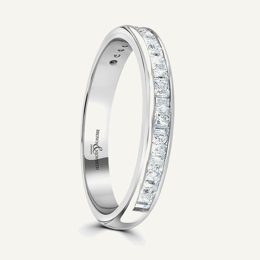 Princess & Baguette Cut, Channel, Courted Diamond Eternity Ring