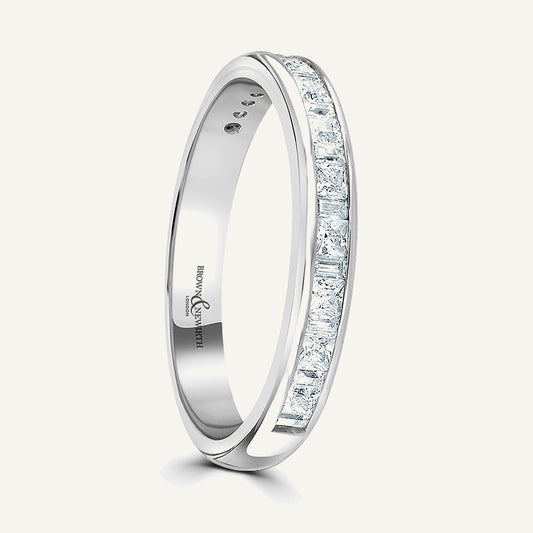 Princess & Baguette Cut, Channel, Courted Diamond Eternity Ring