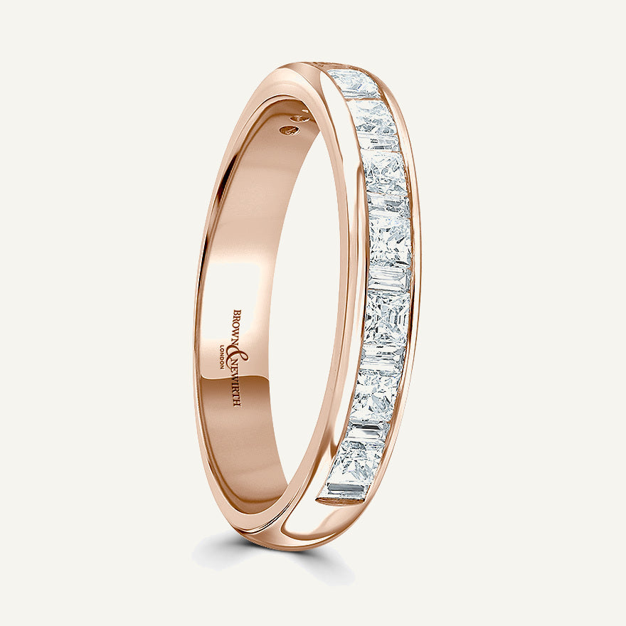 Princess & Baguette Cut, Channel, Courted Diamond Eternity Ring