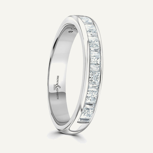 Princess & Baguette Cut, Channel, Courted Diamond Eternity Ring