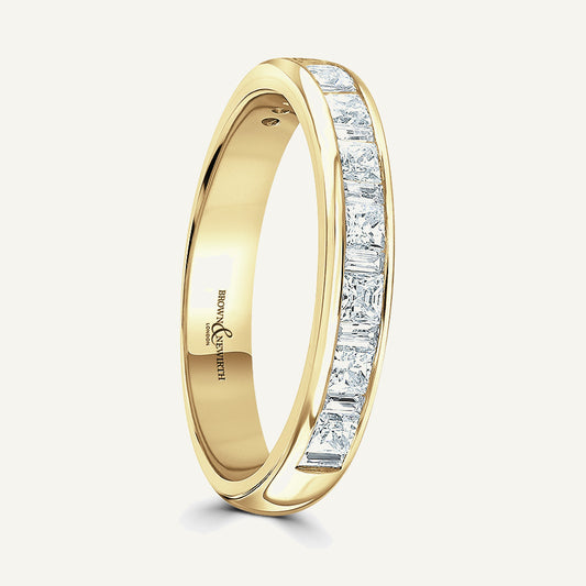 Princess & Baguette Cut, Channel, Courted Diamond Eternity Ring