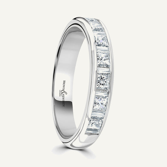 Princess & Baguette Cut, Channel, Courted Diamond Eternity Ring