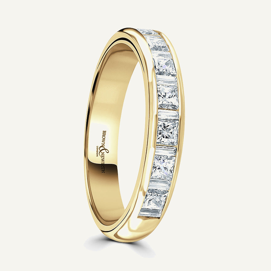 Princess & Baguette Cut, Channel, Courted Diamond Eternity Ring