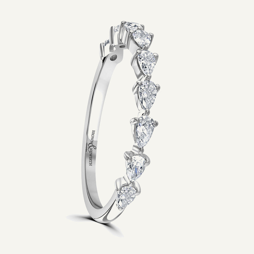 Pinched Design With Claw Set Pear Cuts Diamond Eternity Ring