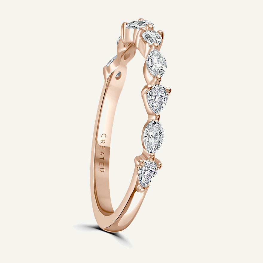Pinched Design With Claw Set Marquise & Pear Cuts Diamond Eternity Ring