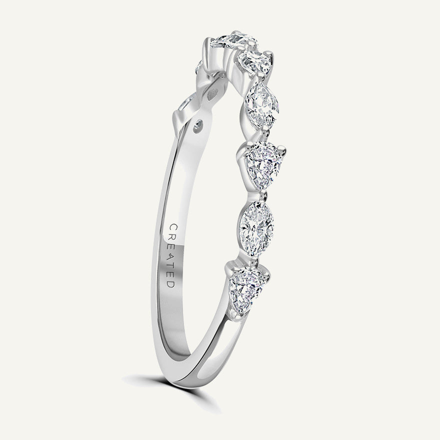 Pinched Design With Claw Set Marquise & Pear Cuts Diamond Eternity Ring